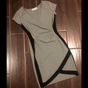 Green and Black Wrap Dress